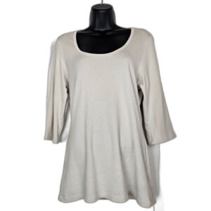 PJ Harlow Bamboo Norah 3/4 Sleeve Rib Tee in Clay Beige Sleep Top